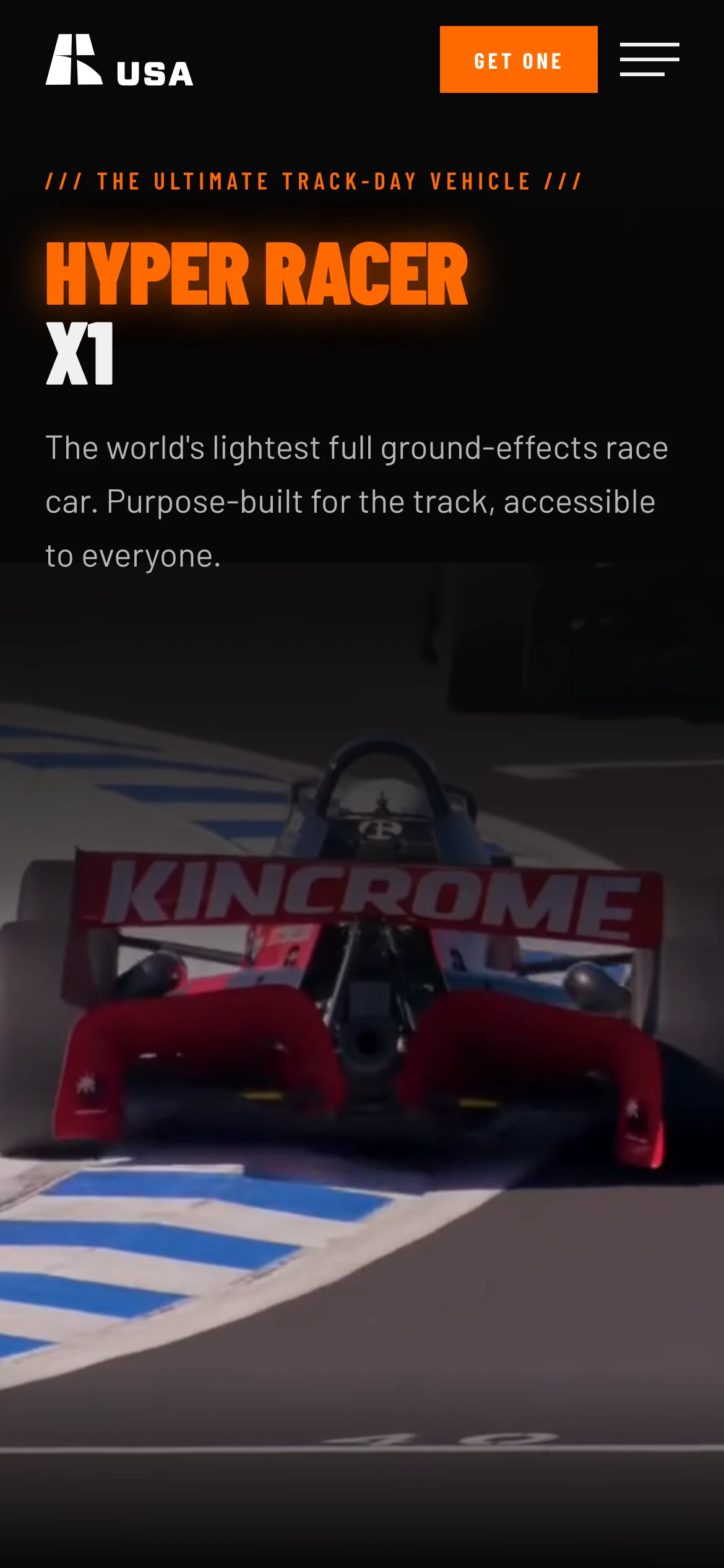 Hyper Racer USA home page on a phone